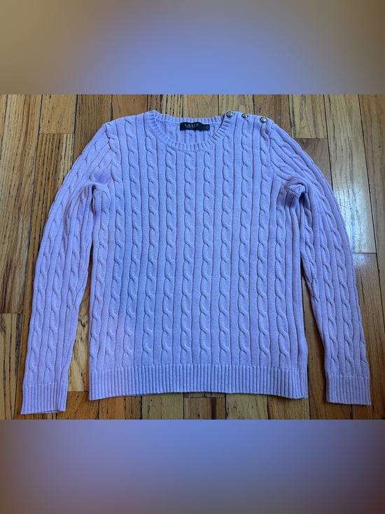 Lauren Ralph Lauren Sweaters - Lauren Ralph Lauren Cable Knit Button Shoulder Sweater Lavender Women Sz Large